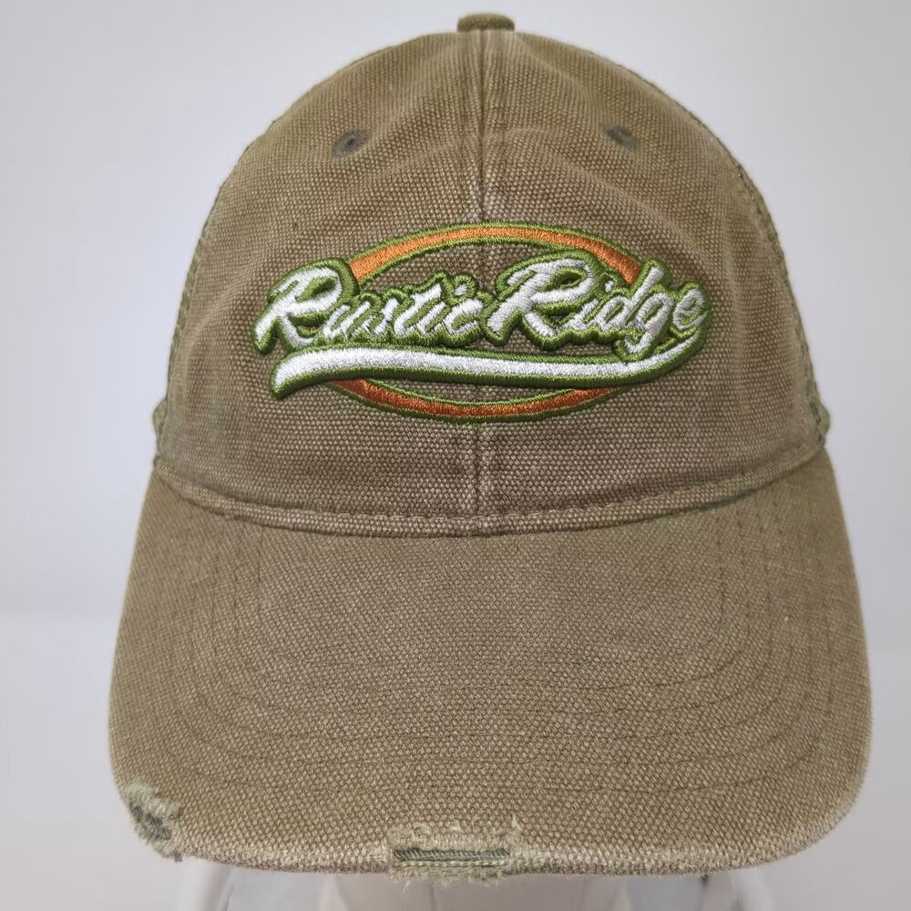 Rustic Ridge Trucker Hat Brown Green One Size Snapback Distressed Mesh Back - Picture 2 of 9
